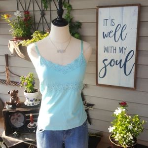 OLD NAVY ♡ Gorgeous Vintage Aqua Perfect Fit Lacey Cami Bralette Babydoll Top S